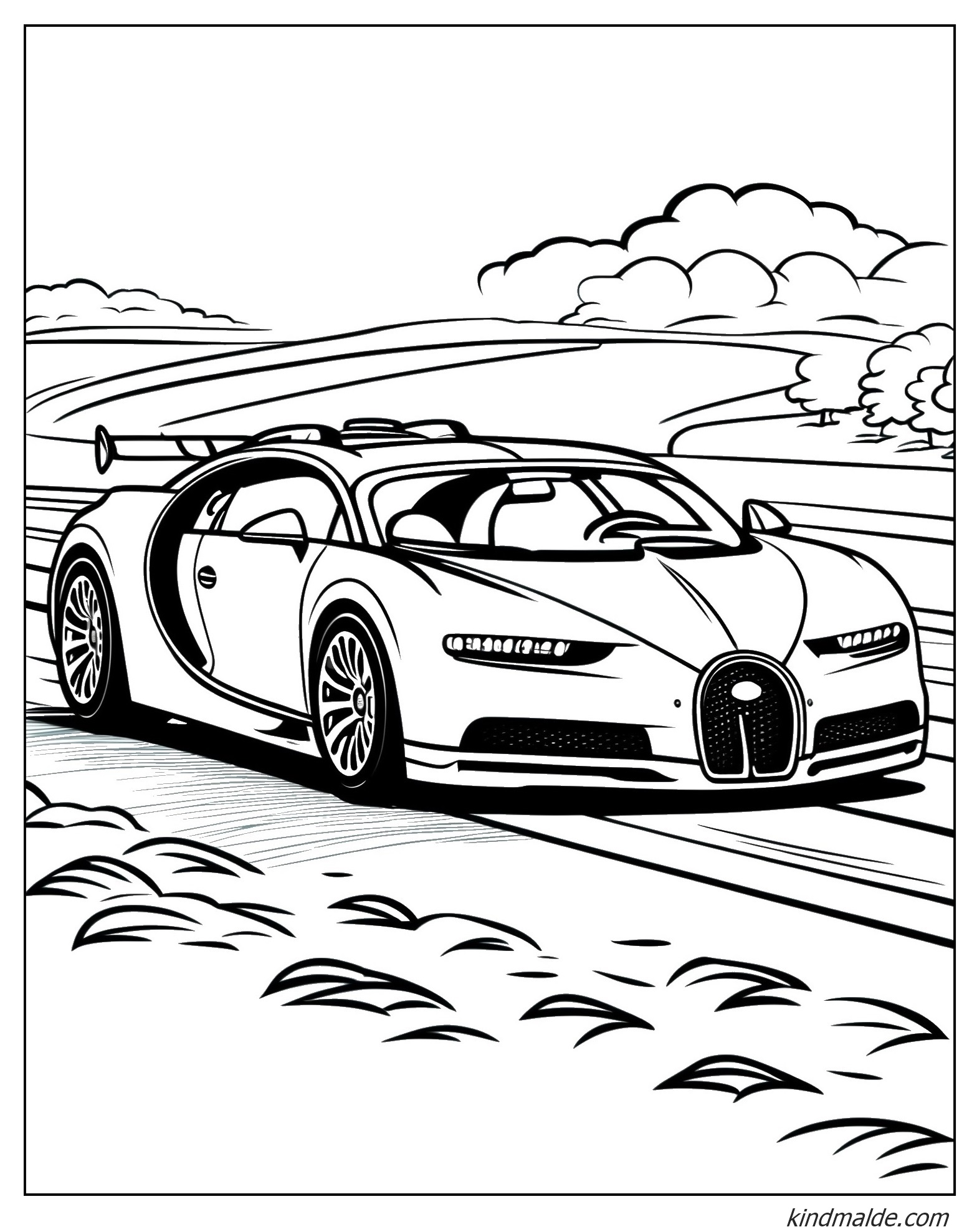 Ausmalbild Bugatti Veyron zum Ausdrucken als pdf