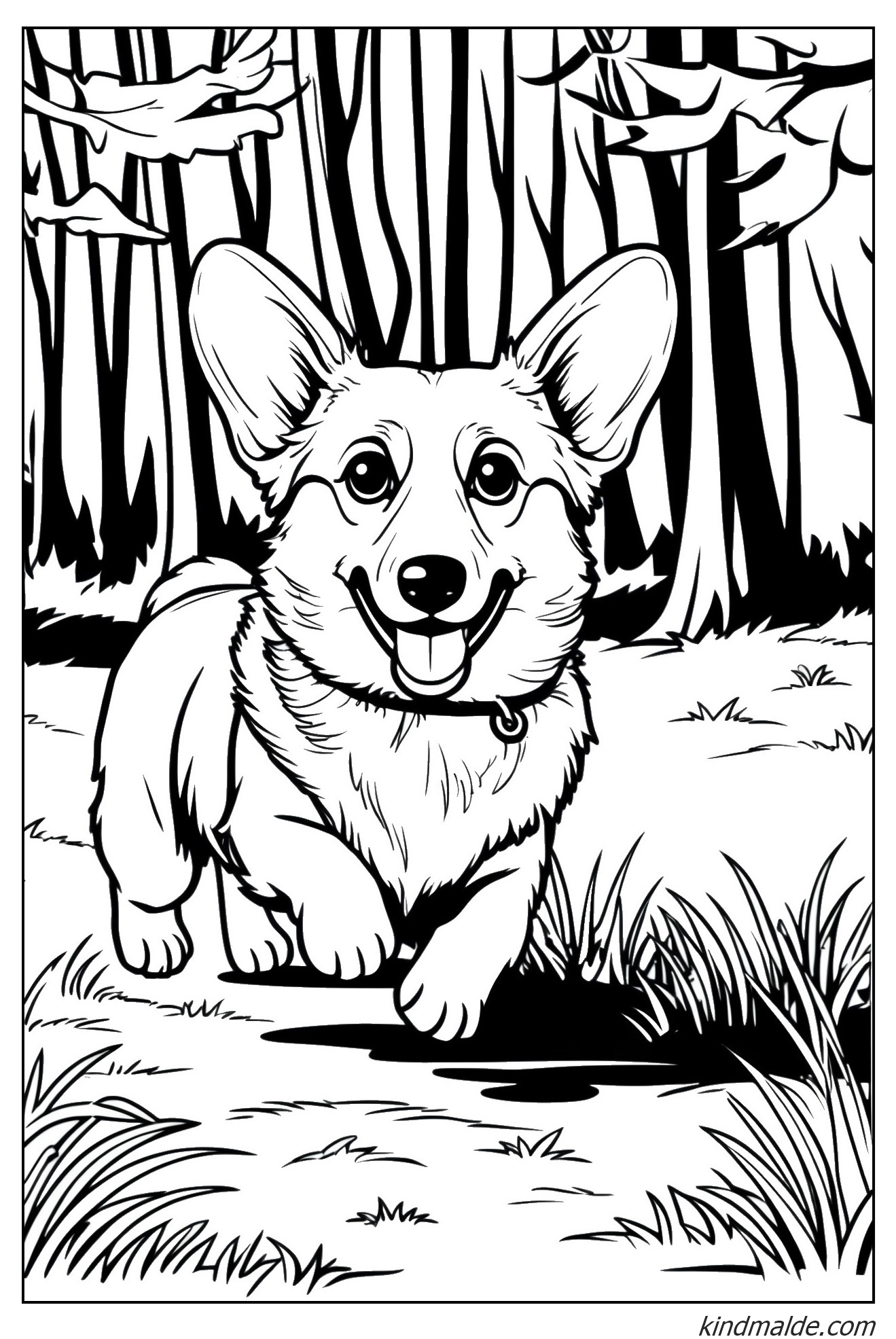 Ausmalbild Hund Corgi