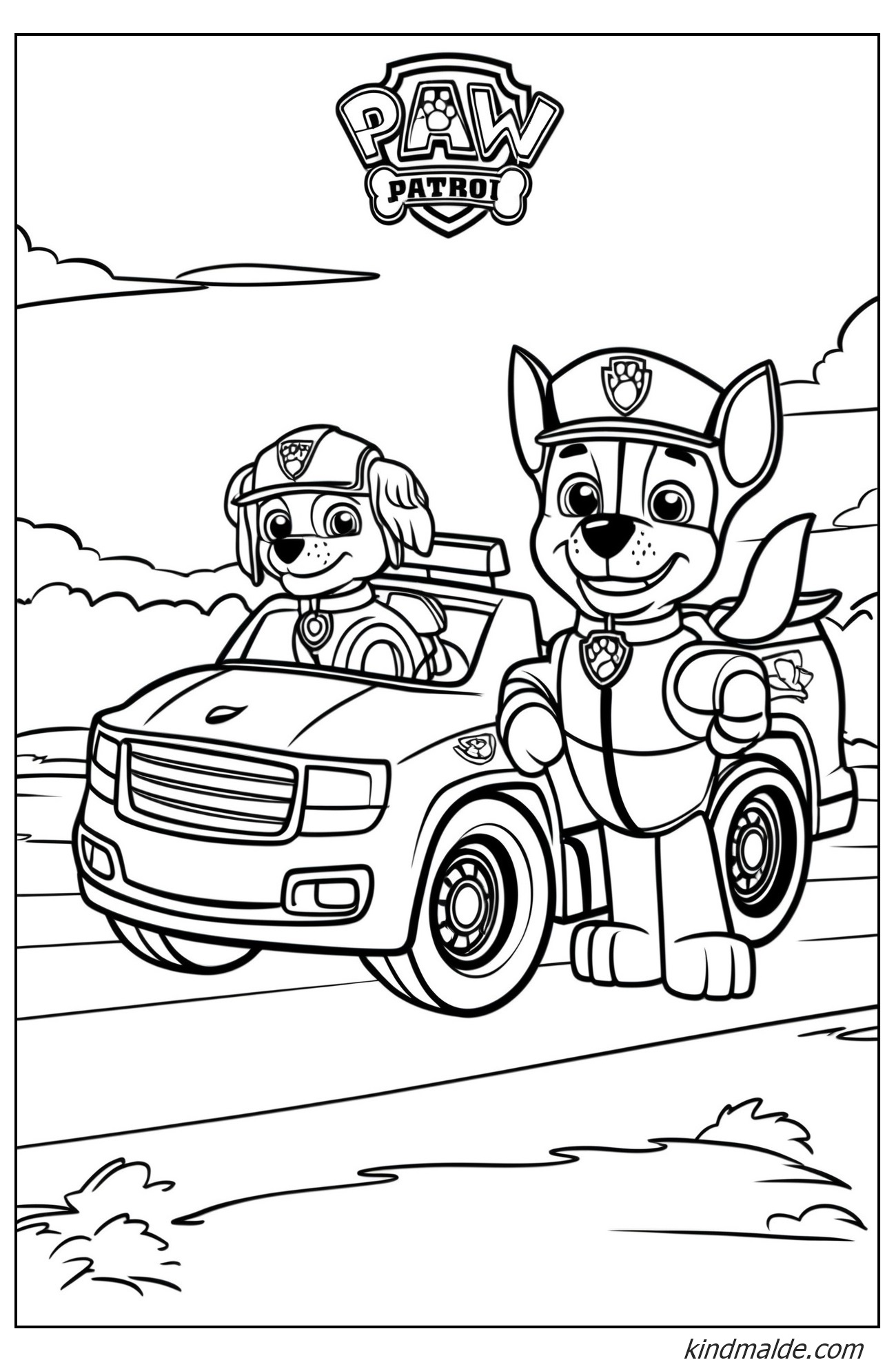 Ausmalbild PAW Patrol in der Abenteuerstadt