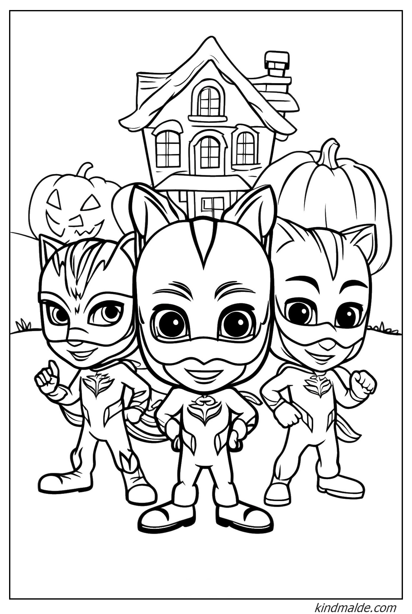 Ausmalbild PJ Masks Halloween zum Ausdrucken