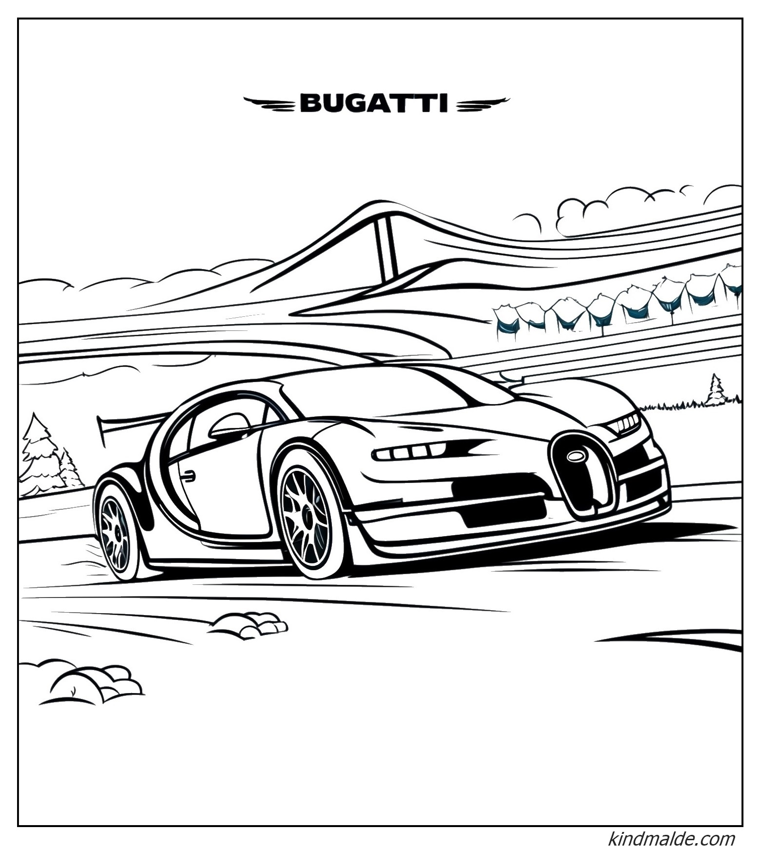 Bugatti Ausmalbild Auto zum Ausdrucken Kostenlos