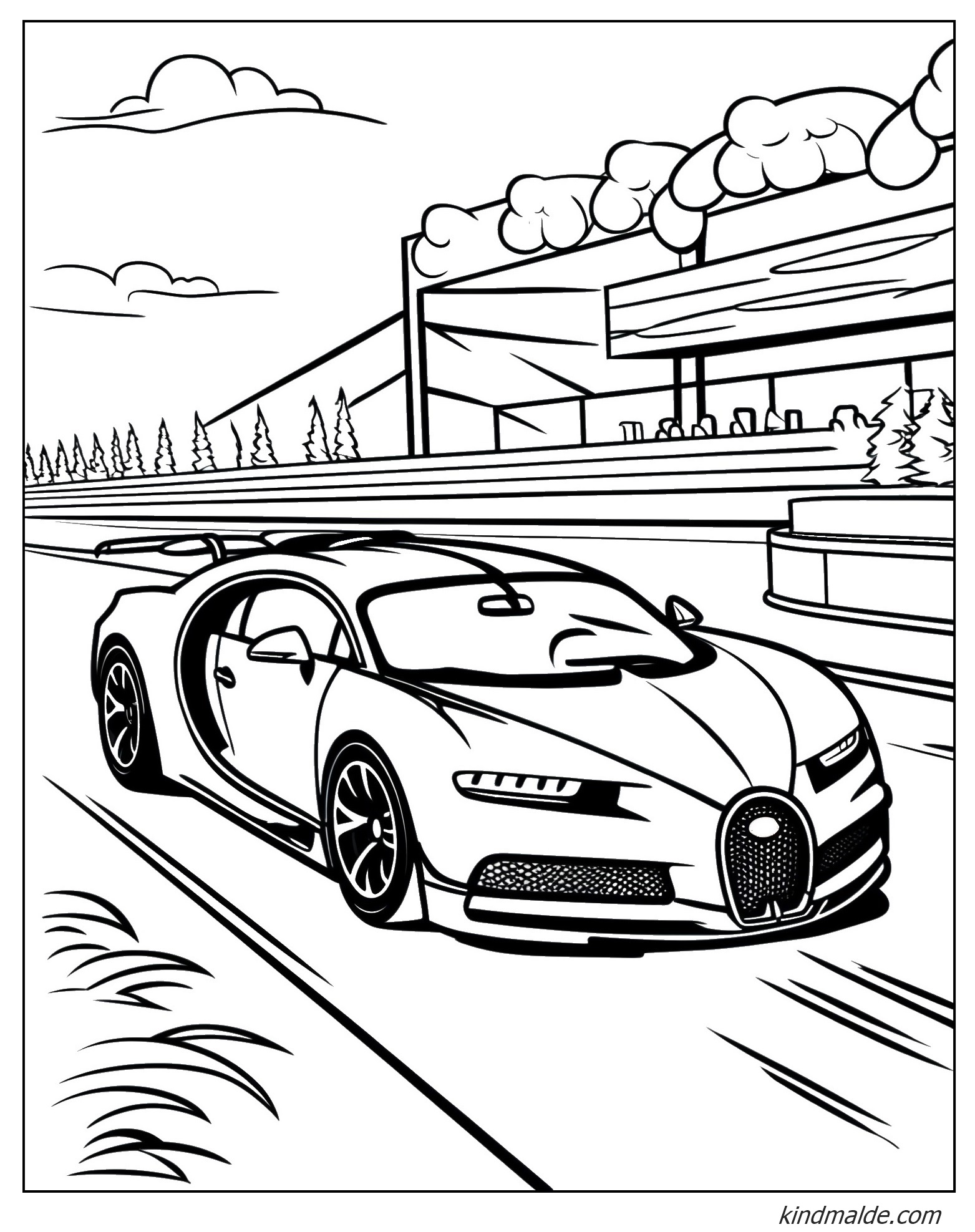 Ausmalbild Bugatti Rennfahrer