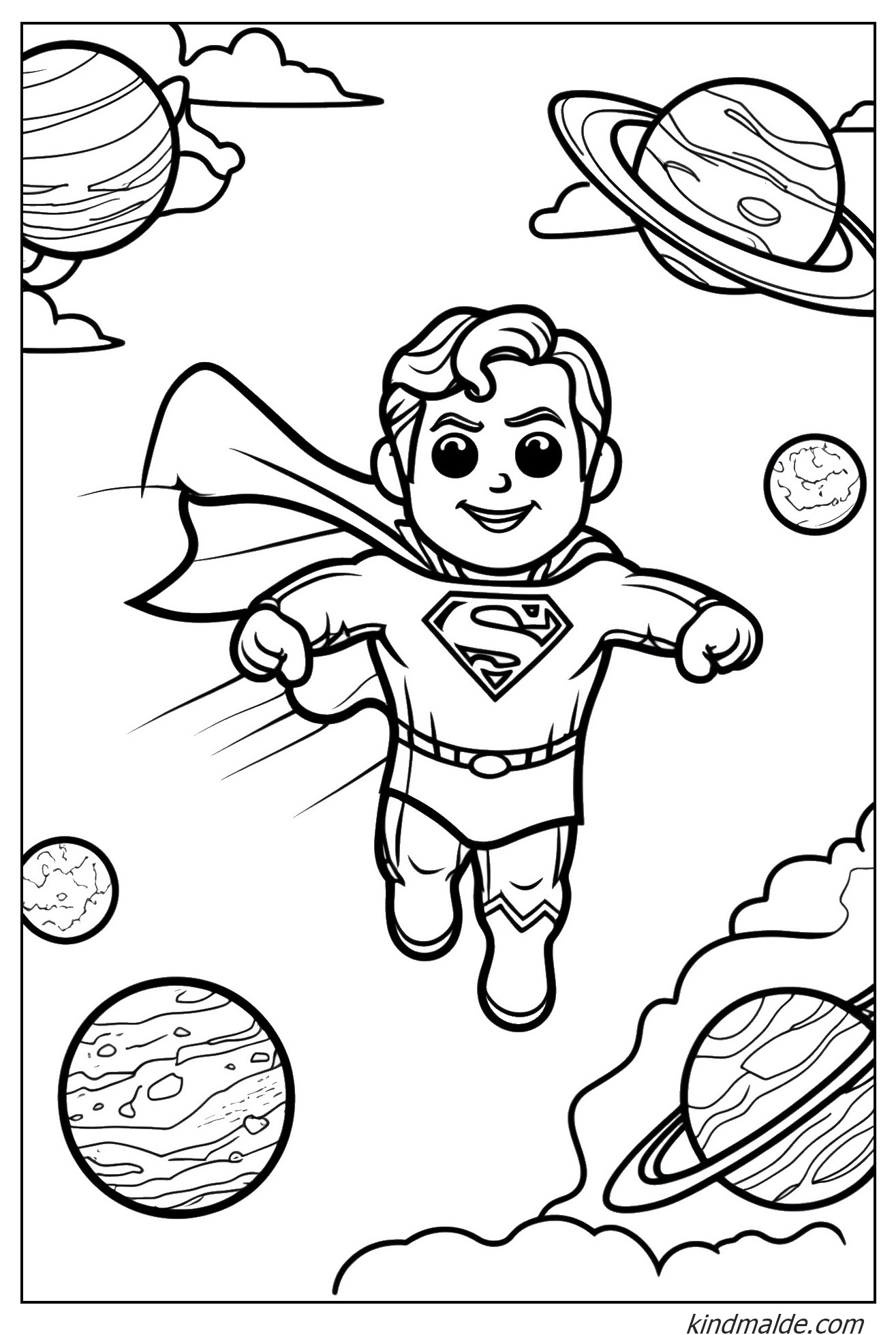 Kleiner Superman Ausmalbild zum Ausdrucken