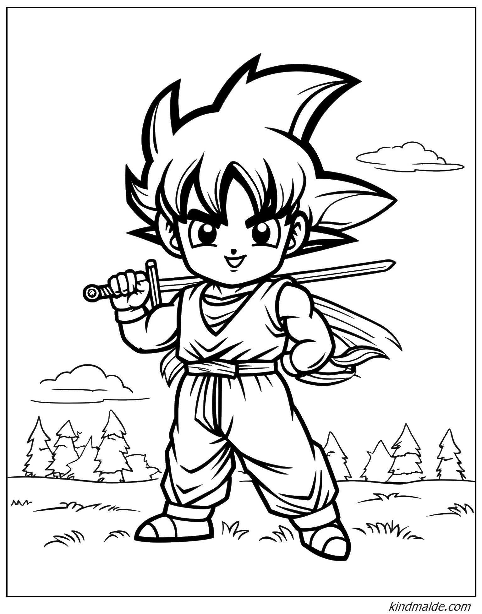 Krieger Goku Malvorlage zum Asdrucken als pdf