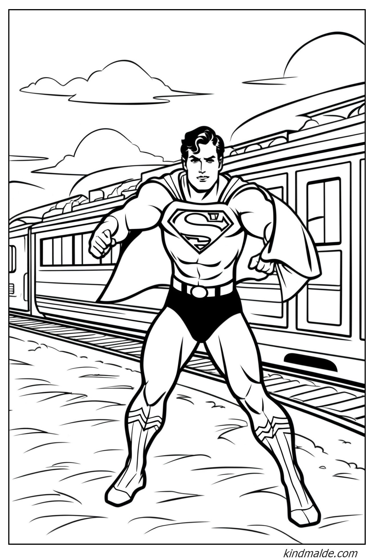 Ausmalbild Superman auf Bahnhof