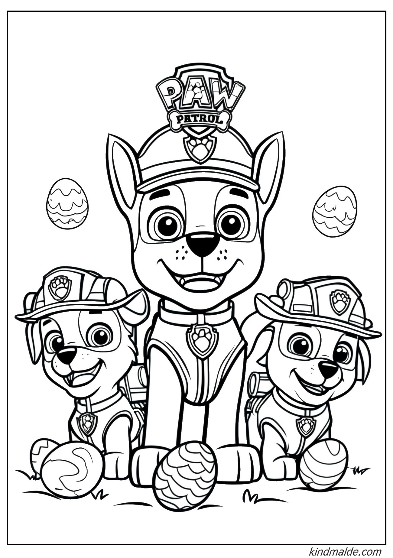 Ausmalbild Paw Patrol feiert Ostern