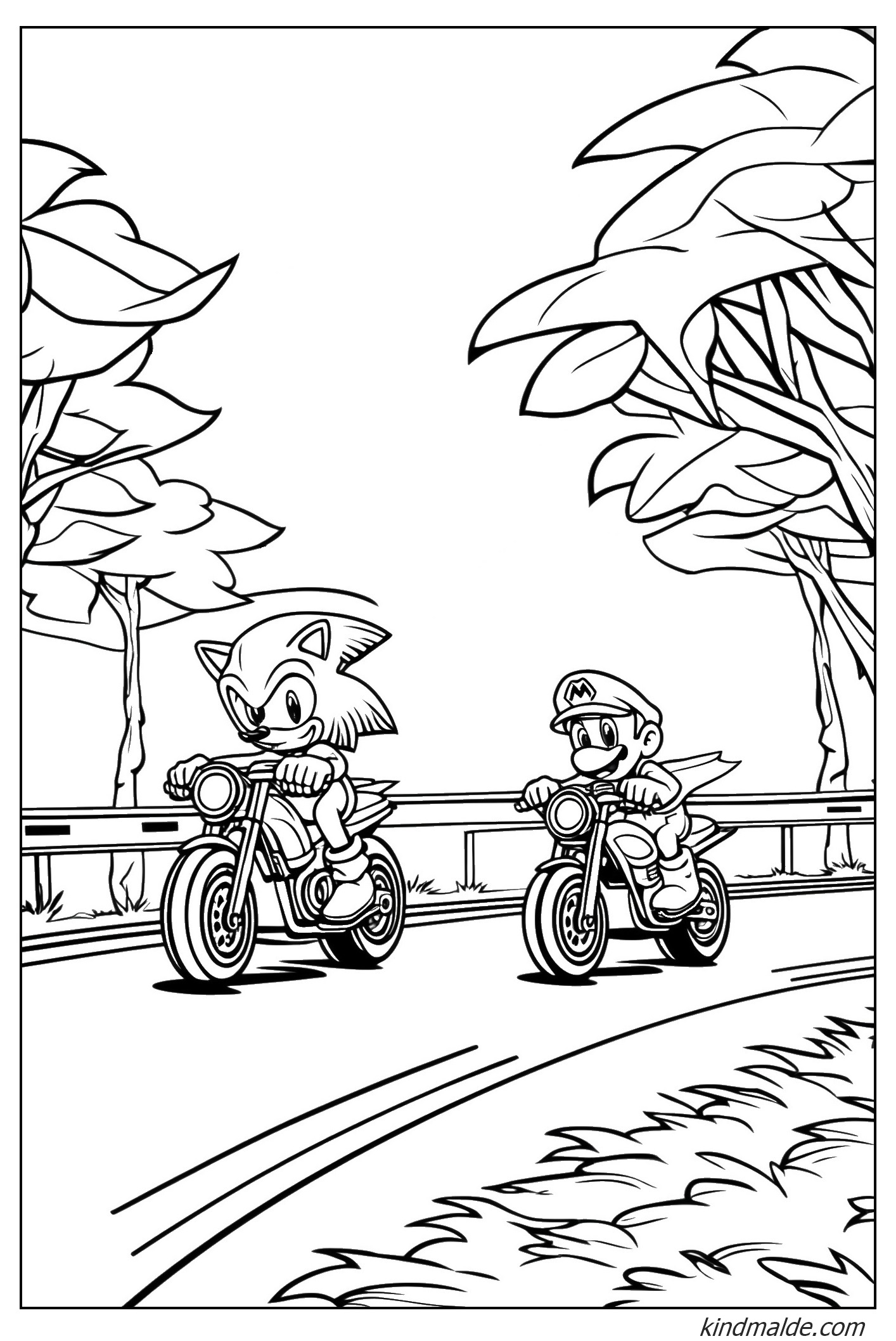 Ausmalbild Sonic und Mario