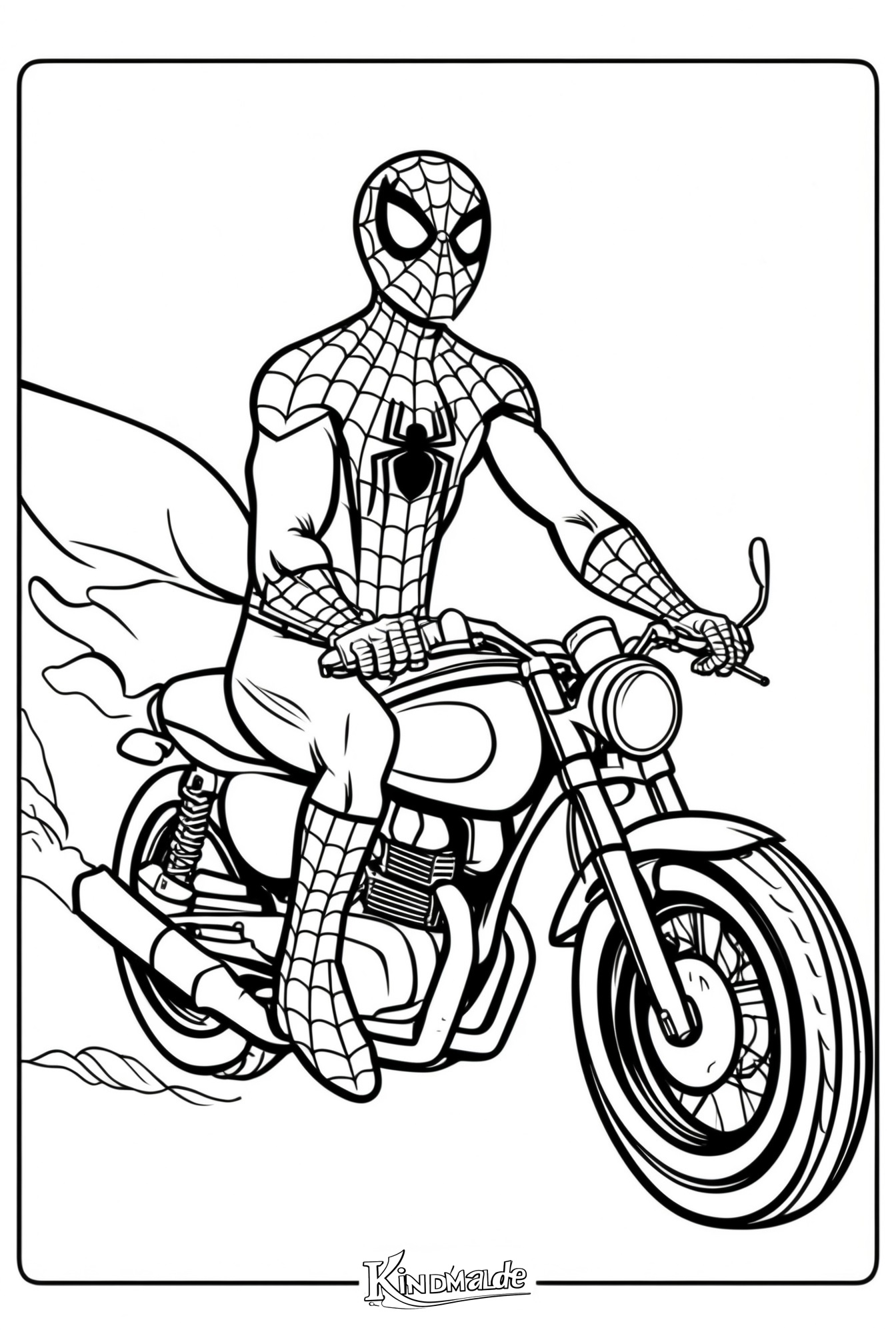 Spiderman Motorrad Ausmalbild zum Ausdrucken