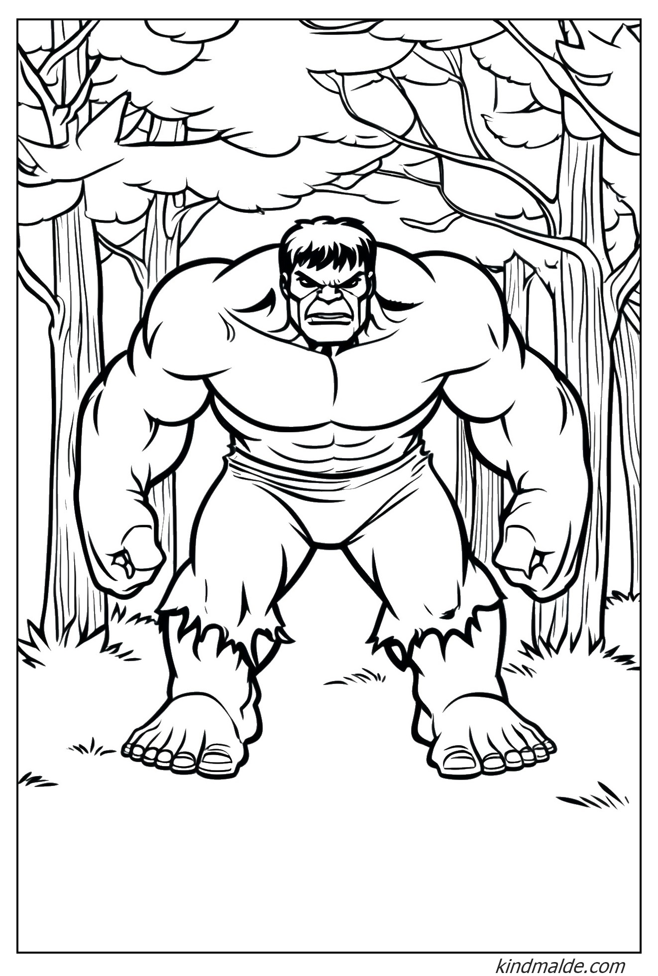 Ausmalbild Hulk im Wald zum Ausdrucken Kostenlos